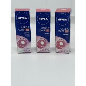 Lot of 3 - A Kiss and Care & Color sheer coral lip balm